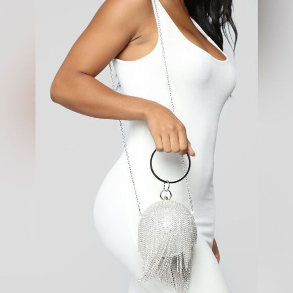 Dazzling Crystal Fringe Ball Bangle Clutch Purse • NWOT - Picture 2 of 13